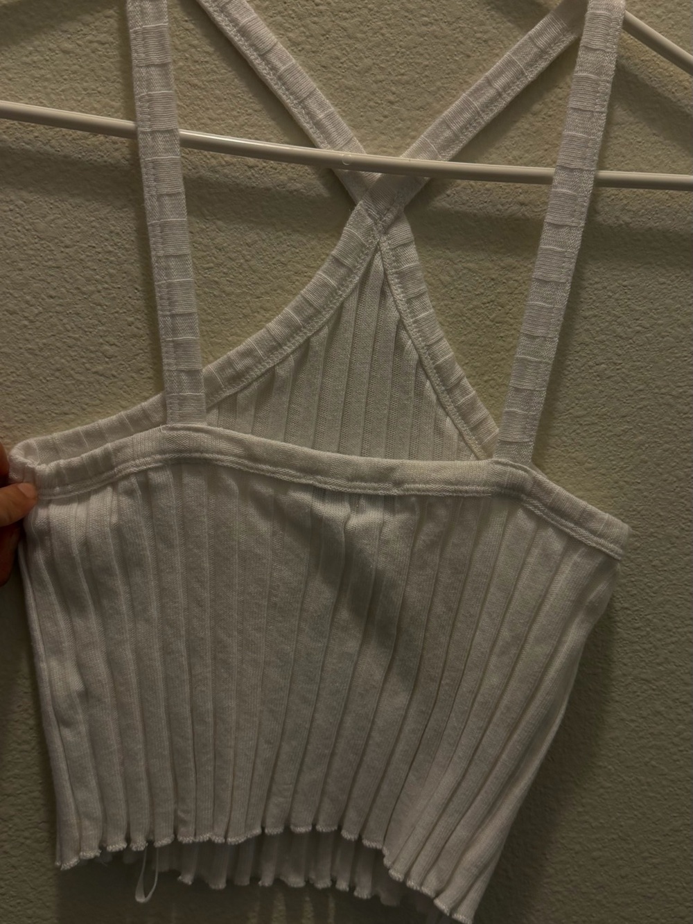 Zara White Ribbed Cropped Halter Top - Picture 4 of 5